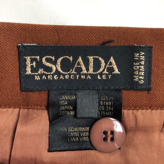 Vintage Escada Brown Wool Straight Skirt, 80's De… - image 4