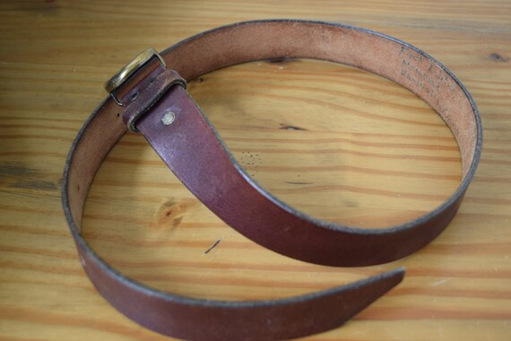 Brown Leather Belt with Cast Brass Buckle, Hand C… - image 5