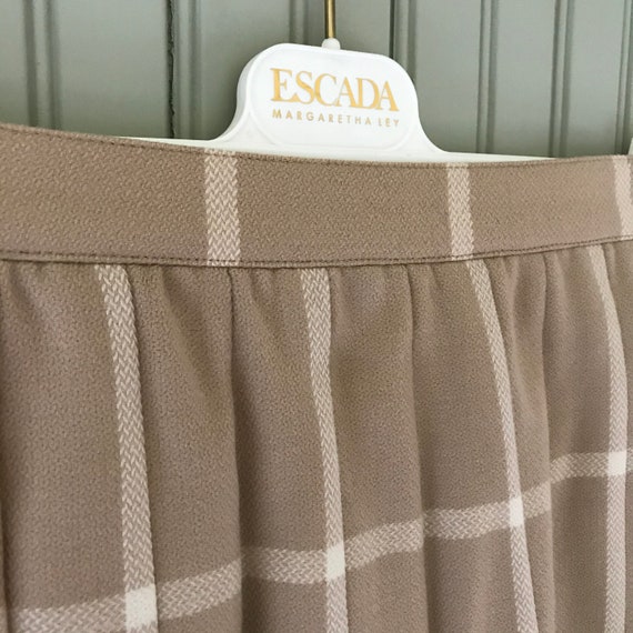 Vintage Escada Wool Camel Pleated Skirt, 80's Des… - image 3