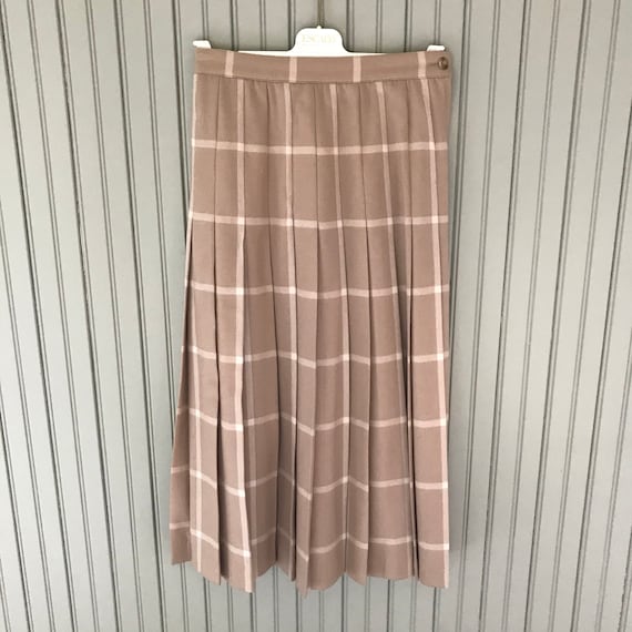 Vintage Escada Wool Camel Pleated Skirt, 80's Des… - image 1