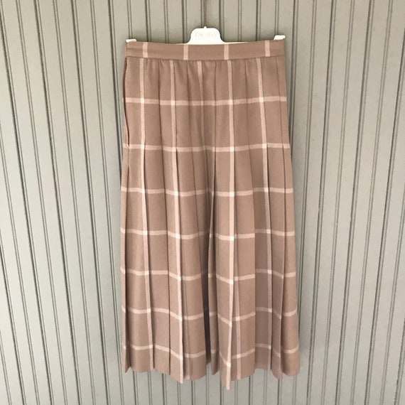 Vintage Escada Wool Camel Pleated Skirt, 80's Des… - image 2