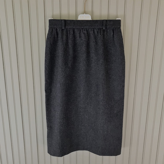 Vintage Escada Dark Gray Wool Straight Skirt, 80's