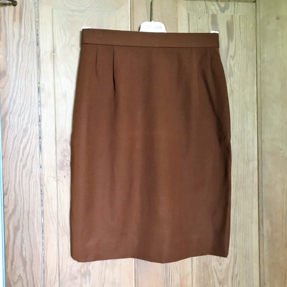 Vintage Escada Brown Wool Straight Skirt, 80's De… - image 7