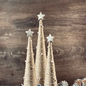 Christmas decor, Christmas tree, rustic Christmas, cottagecore, holiday decor, Christmas ornament, twine trees, cottage core decor, gift