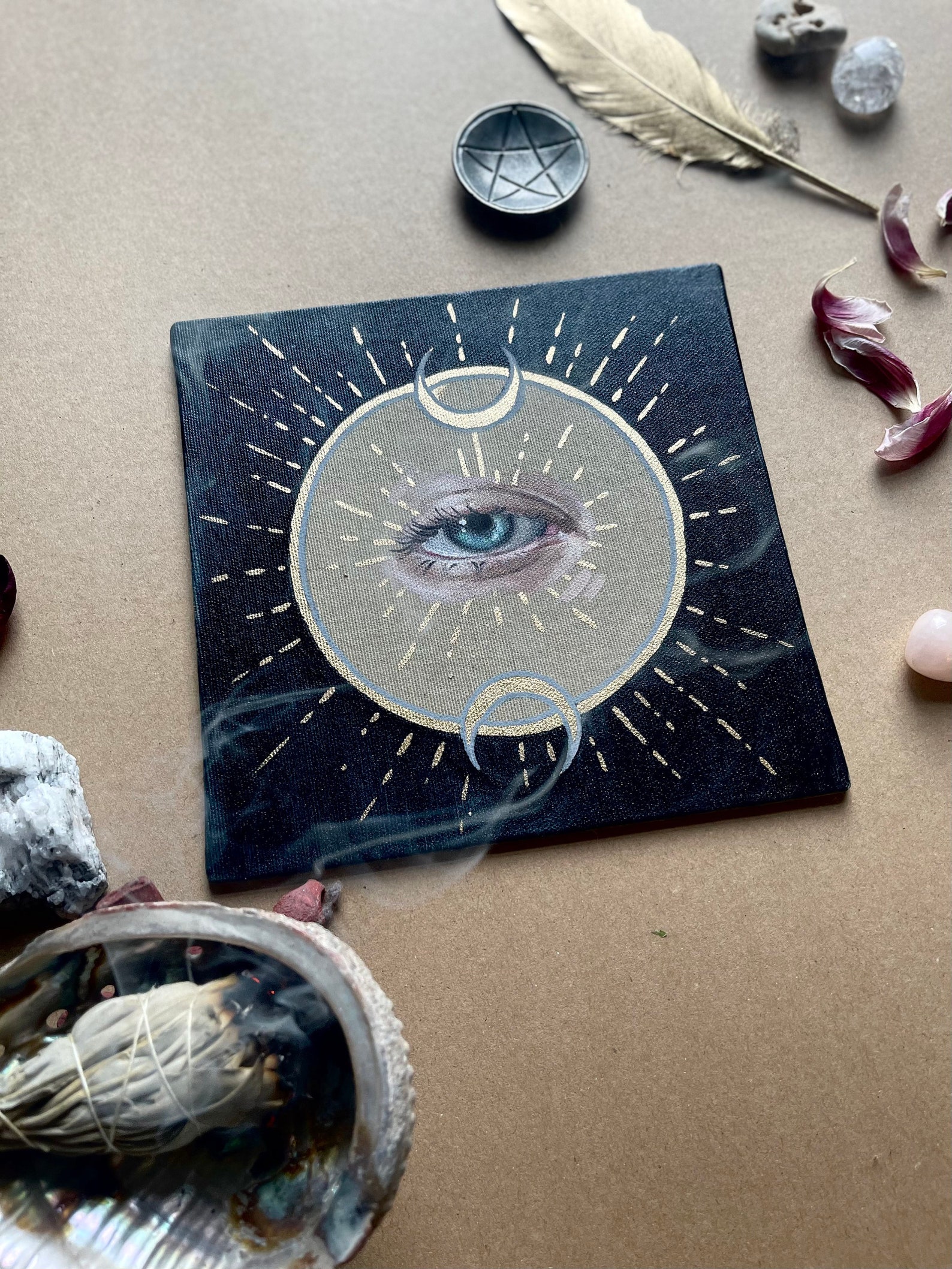 Evil eye Wiccan art pagan art occult art portrait oil | Etsy