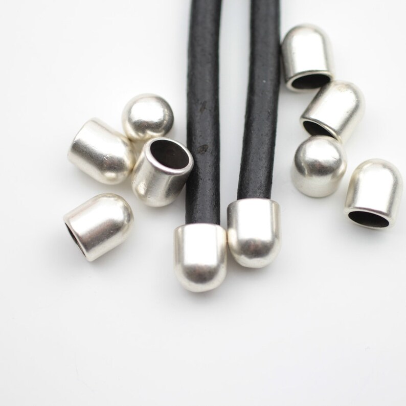 10 Cord End Caps End Cap Round Leather Cord Clasp Antique Etsy