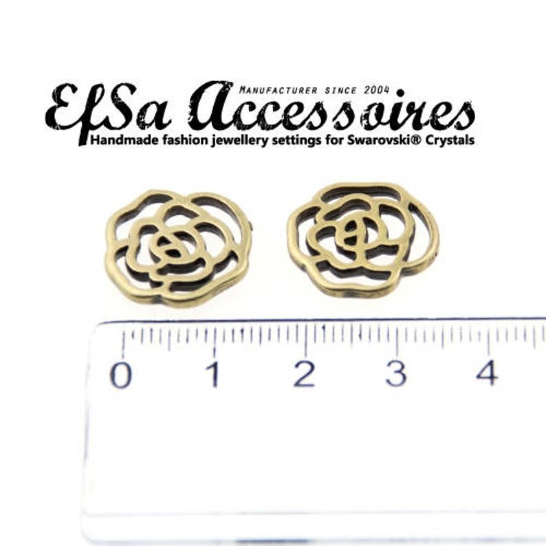 ZM76 10x Rose pendants Made in Europe Antique Silver Tone High Quality