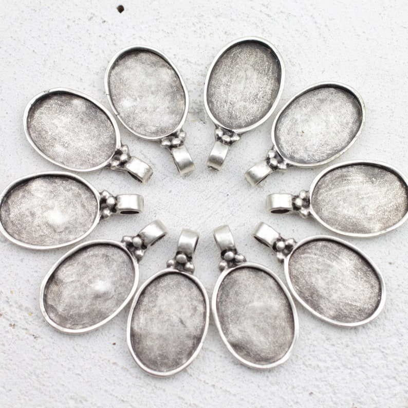 DIY Pendant Blank Bezel Base Setting Necklace Blank Mountings Antique Silver Plated zm640
