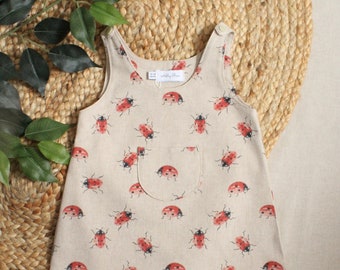 Ladybird Pinafore Dress. 0-7 years.