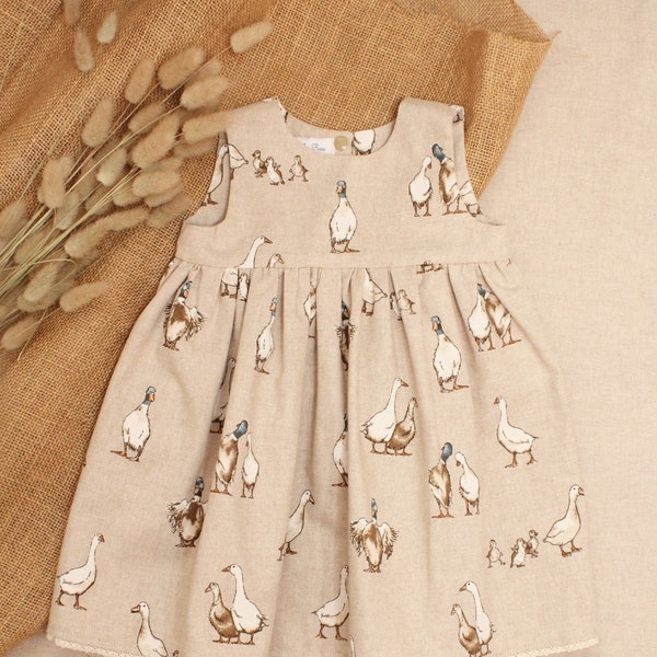 Beautiful Puddle Duck Cotton Print Dress. 0-6 years.