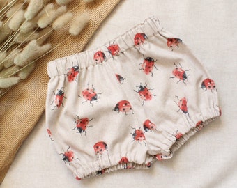 Ladybird Ladybug Cotton Linen Look Baby Bloomers 0-4 years.