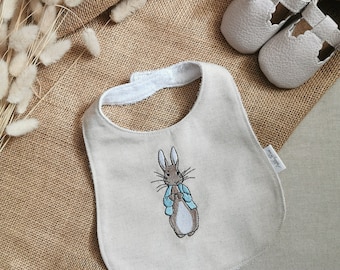 Peter Rabbit, Jemima Puddle Duck Embroidered Traditional Style Bib, Unisex, 3-18 months