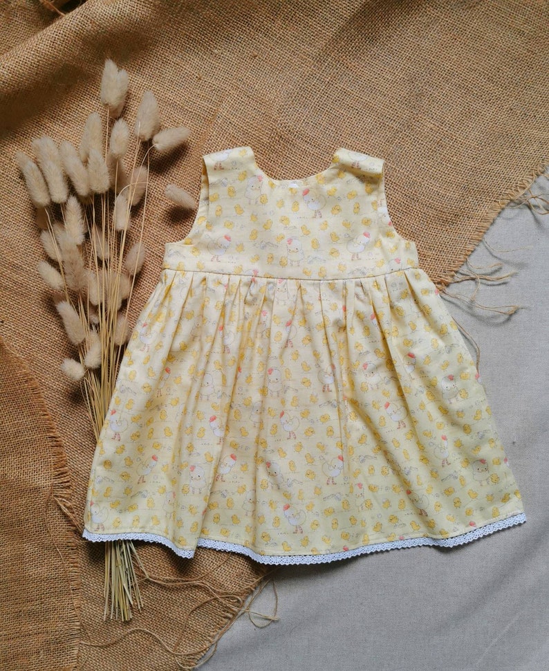 Springtime, chick, Easter chick cotton dress. 0-6 years. image 1