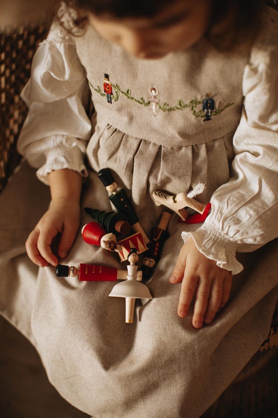 christmas linen dress Berry Red Linen Christmas Dress With Ruffles