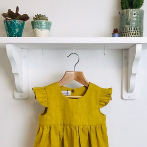 Mustard Linen Flutter Sleeve Jumpsuit. 0-6 years. image 2