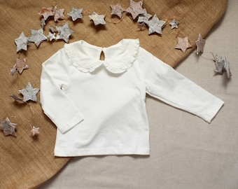 Girls White Peter Pan Collar Blouse - Sizes from 12m to 6 years