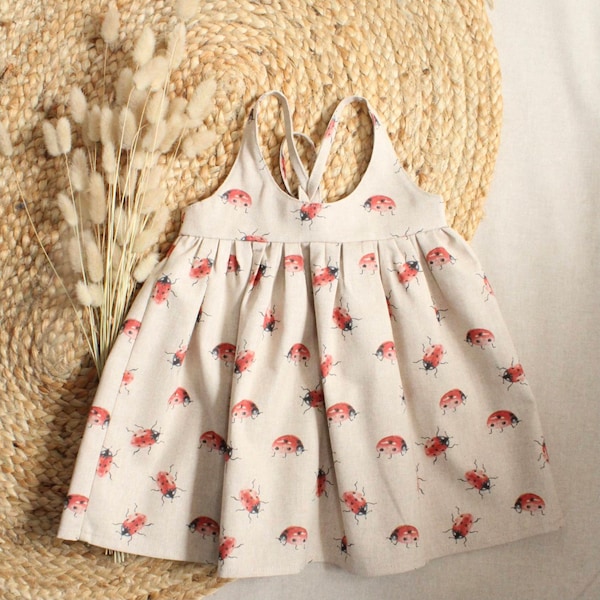 Ladybird Linen Look Cotton Summer Dress. 0-6 years.