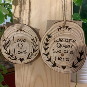 Woodburnt Queer Phrases Charm | Gay Charms