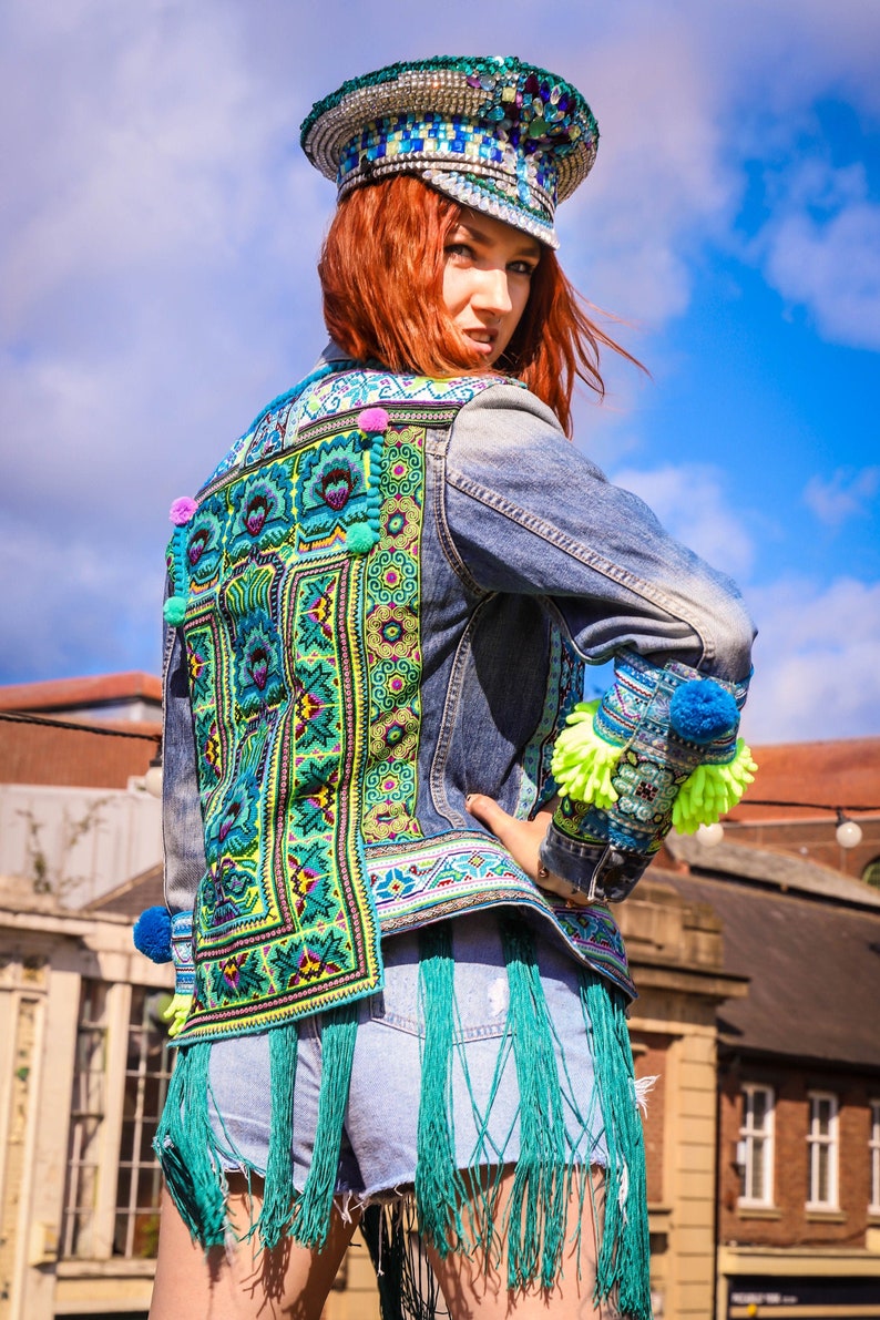 Gypsy Festival Jacket With Thai Hmong Embroidery Pompoms and Etsy