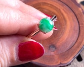 Green Burmese jadeite jade cabochon Ring