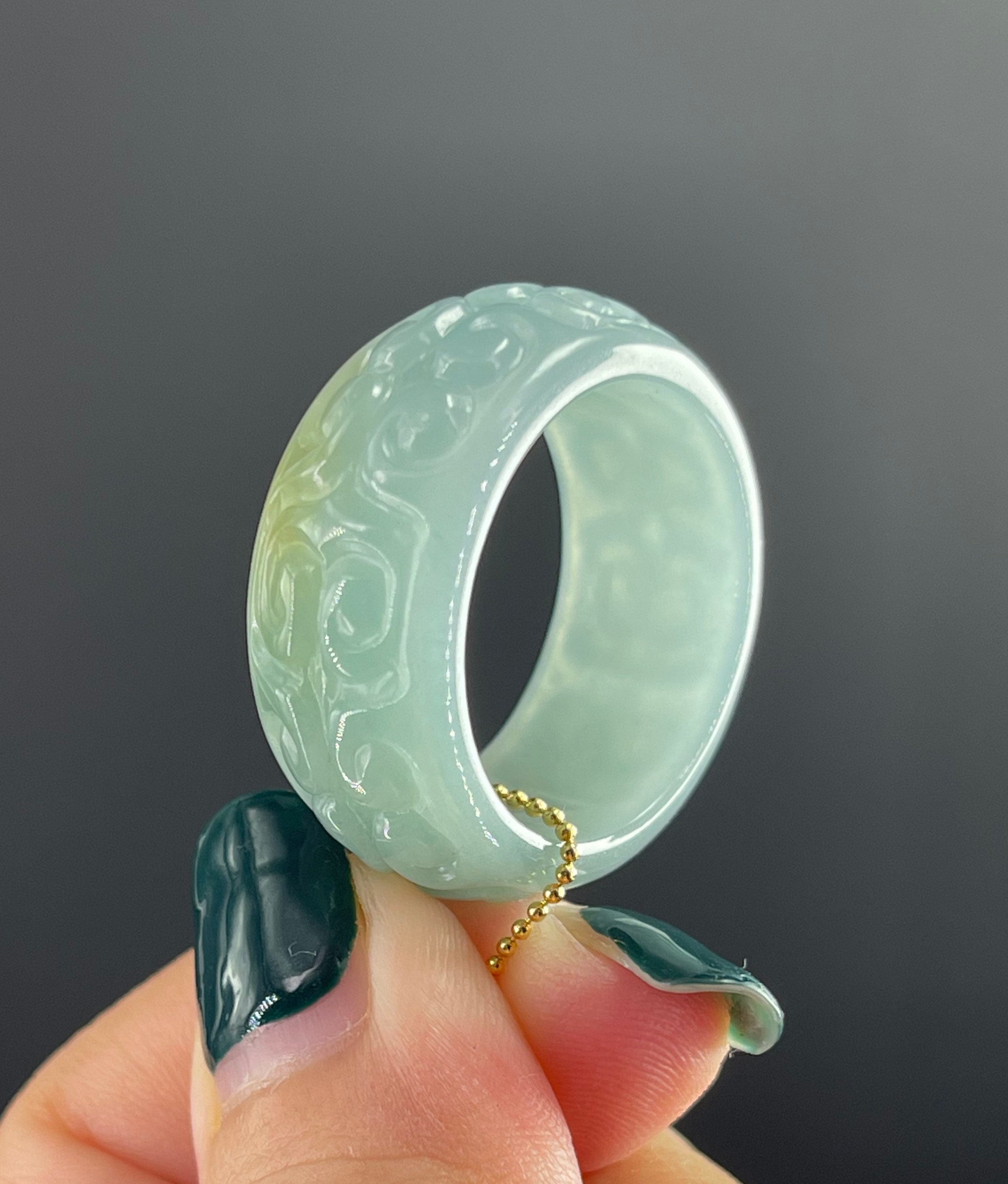 Carved jade ring deals