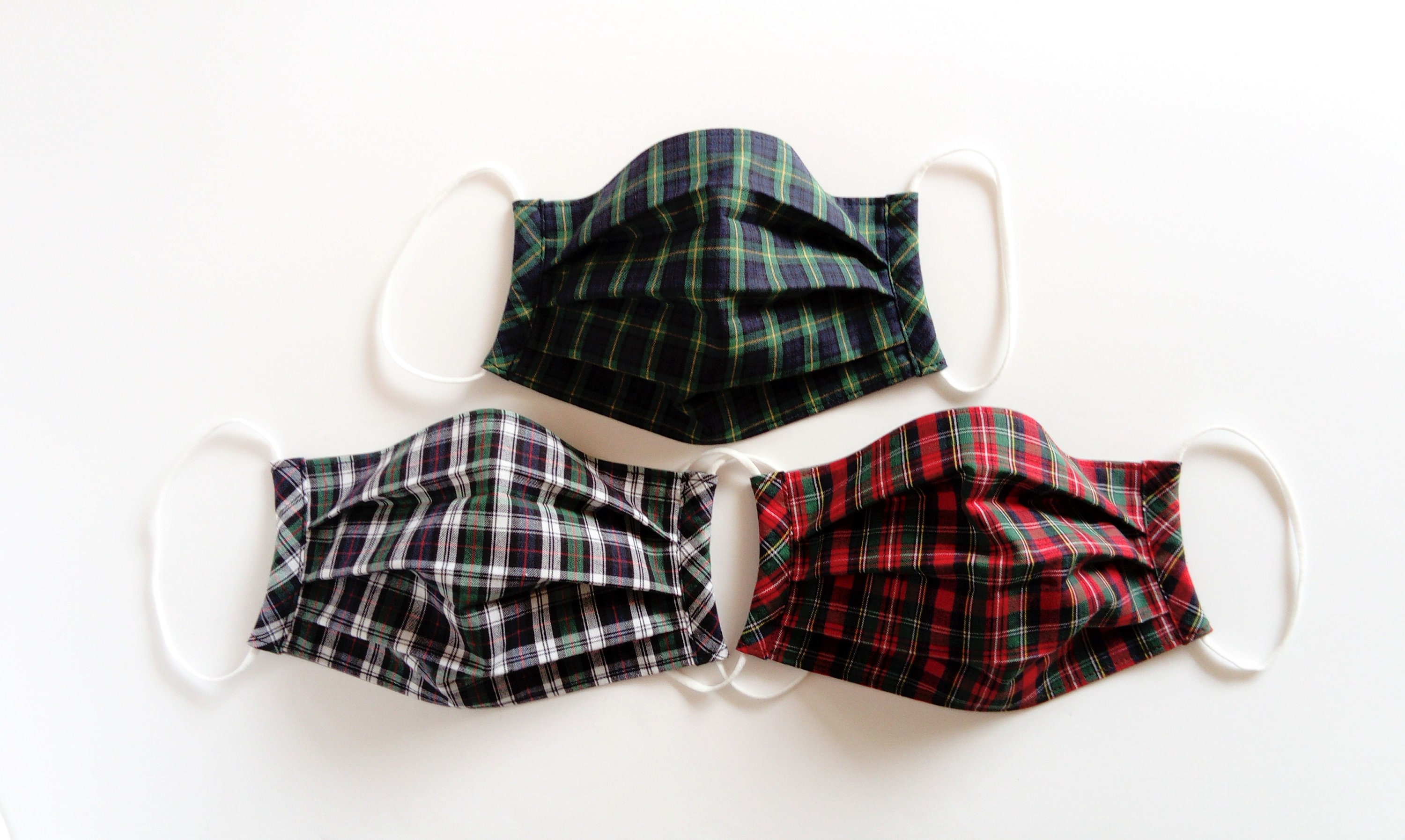 Tartan Face Mask, Three sizes with Filter pocket option