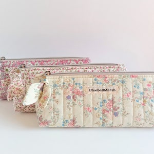 Quilted Zipper Pouch, Floral