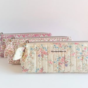 Quilted Zipper Pouch, Floral bouquet