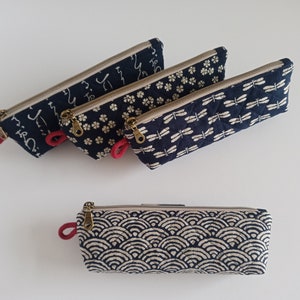 Pochette matelassée à fermeture éclair, Indigo japonais, Trousse, Étui à lunettes image 2