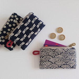 Mini pochette à fermeture éclair, porte-monnaie, indigo