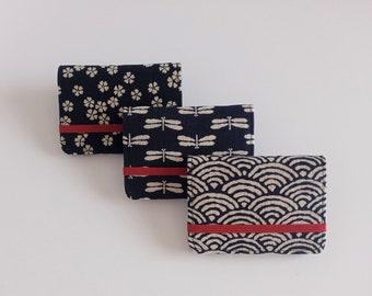 Cartera minimalista para tarjetas, color índigo japonés