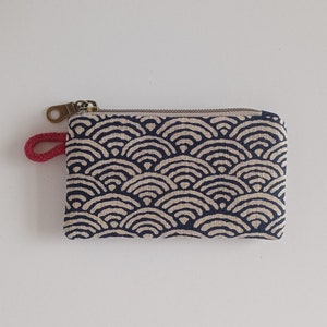 Mini Zipper Pouch, Coin Purse, Indigo wave