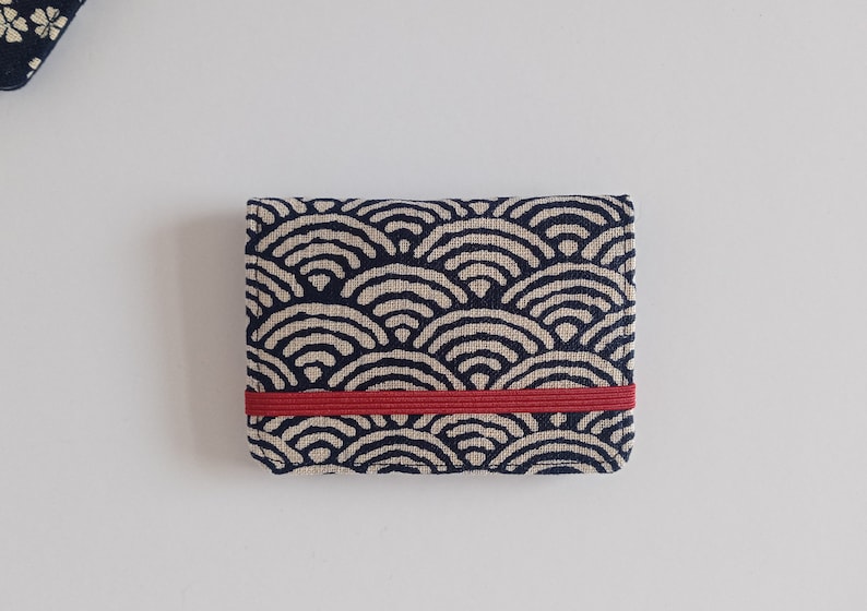 Porte-cartes minimaliste, indigo japonais Wave