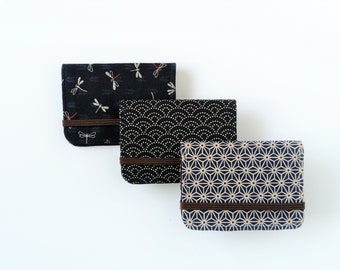 Japanese Indigo Card Wallet, Keychain option available