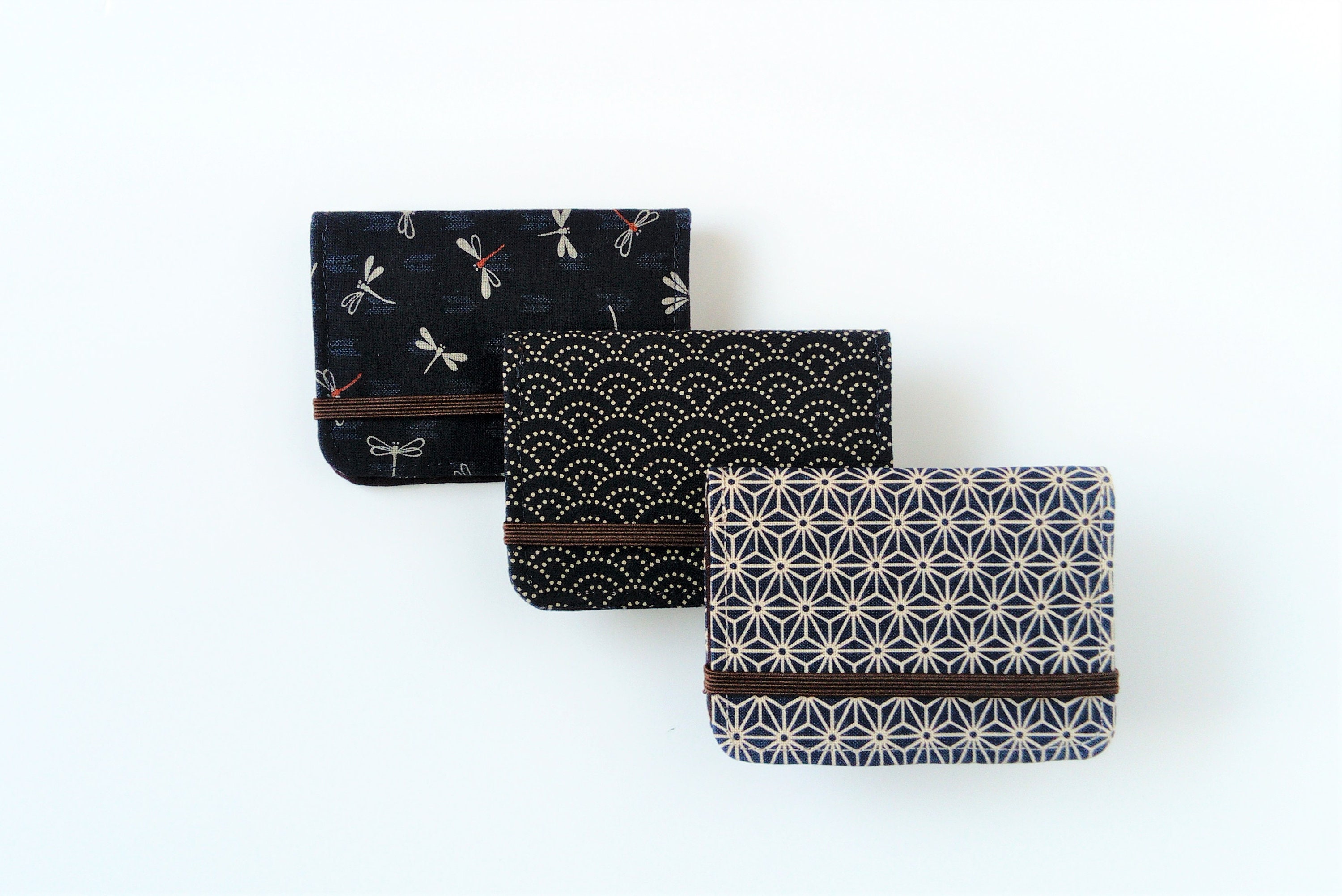 Japanese Indigo Card Wallet, Keychain option available