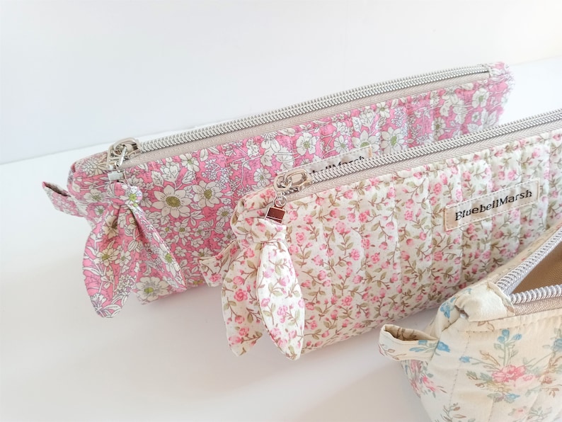 Quilted Zipper Pouch, Floral image 3