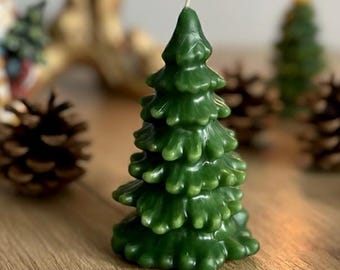 Christmas Tree Beeswax Pillar Candle – Handcrafted Candle, Winter Home decor, Eco Friendly Fir Tree, Decorative Candle