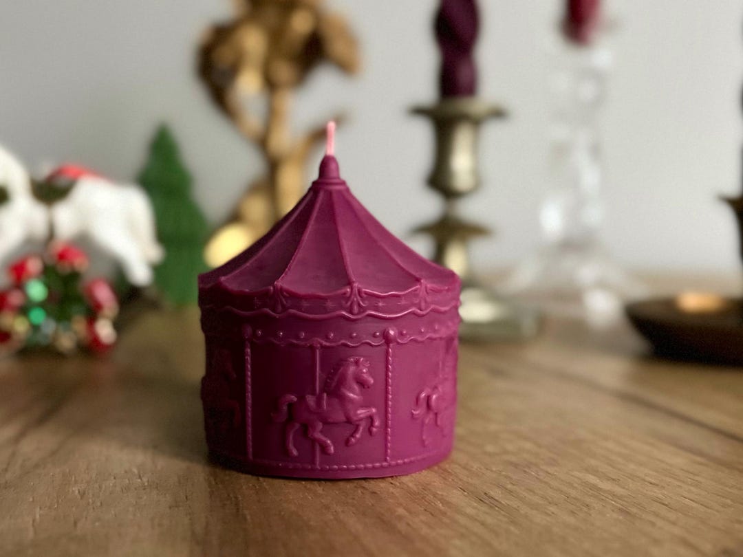 Purple Carousel Candle – Decor Beeswax and Soy Wax Candle, Winter ...