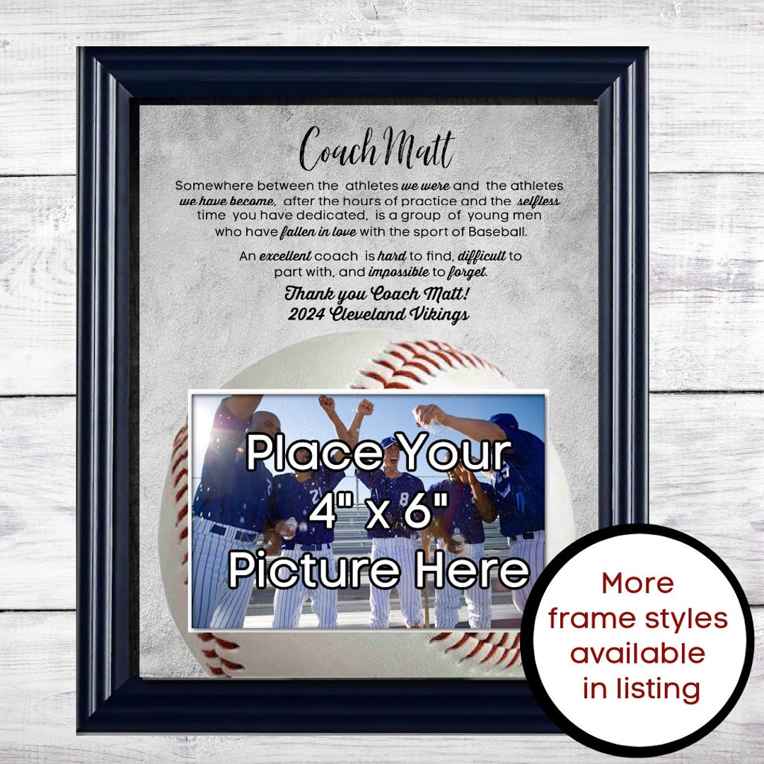 Baseball Coach Photo Picture Frame Wall Decor, Thank You Gifts for