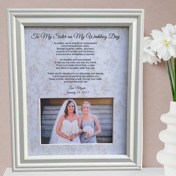 To My Sister on My Wedding Day Personalized Custom Gift Maid Matron Honor