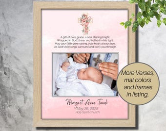 Personalized Baptism Picture Mat  Custom Christening Photo Frame Mat Gift from Godparent Godmother Godfather