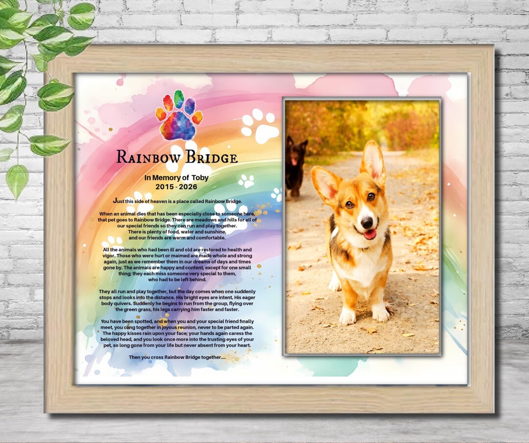 Personalized Rainbow Bridge Pet Memorial Frame, Dog Cat Loss Gift ...