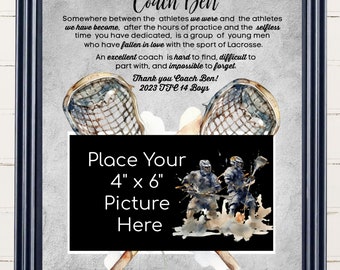 Personalized Lacrosse Coach Picture Frame by Lifetime Creations: Youth Lacrosse Coach Gift, High School Team Thank You Gift