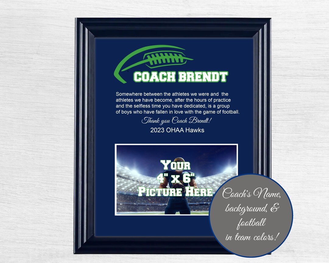 Head Coach Inscriptions Custom Personalized Coach Appreciation Gift, Football Coach End of ...