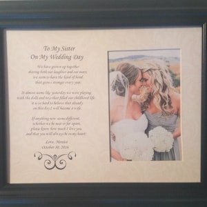 To My Sister on My Wedding Day Personalized Custom Gift Maid Matron Honor
