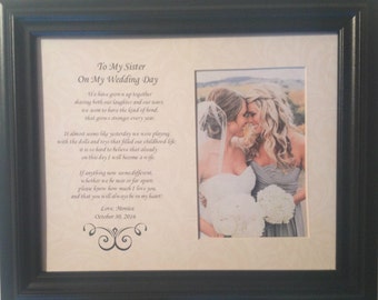 To My Sister on My Wedding Day Personalized Custom Gift Maid Matron Honor