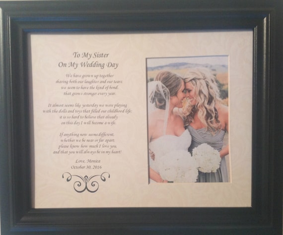 To My Sister on My Wedding Day Personalized Custom Gift Maid Matron Honor