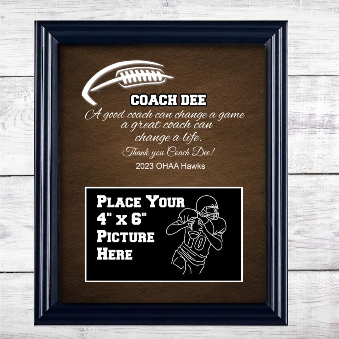 Custom Football Coach Frame, Personalized Coach Photo Mat, Football ...
