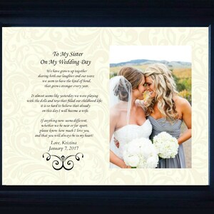 To My Sister on My Wedding Day Personalized Custom Gift Maid Matron Honor