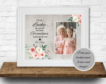 Mother's Day gift for Grandma, I'm as Lucky as can be the best Grandma in the World Belongs to me , Personalized frame for grandparents